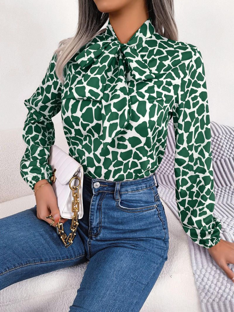 Women's fashion lantern sleeve chiffon top_voghion.com