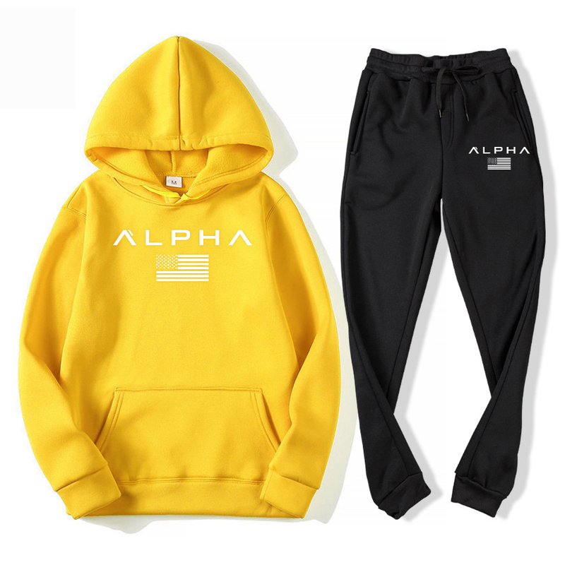 Maglione da uomo set maglione felpato pantaloni casual felpa sportiva aspetto autunno e inverno set di due pezzi_voghion.com