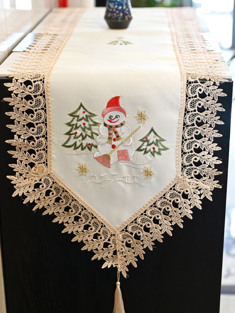 Europæisk stil minimalistisk vandopløselig blonde julebord flag Nordisk broderi stor rød garderobe TV skabs cover_voghion.com