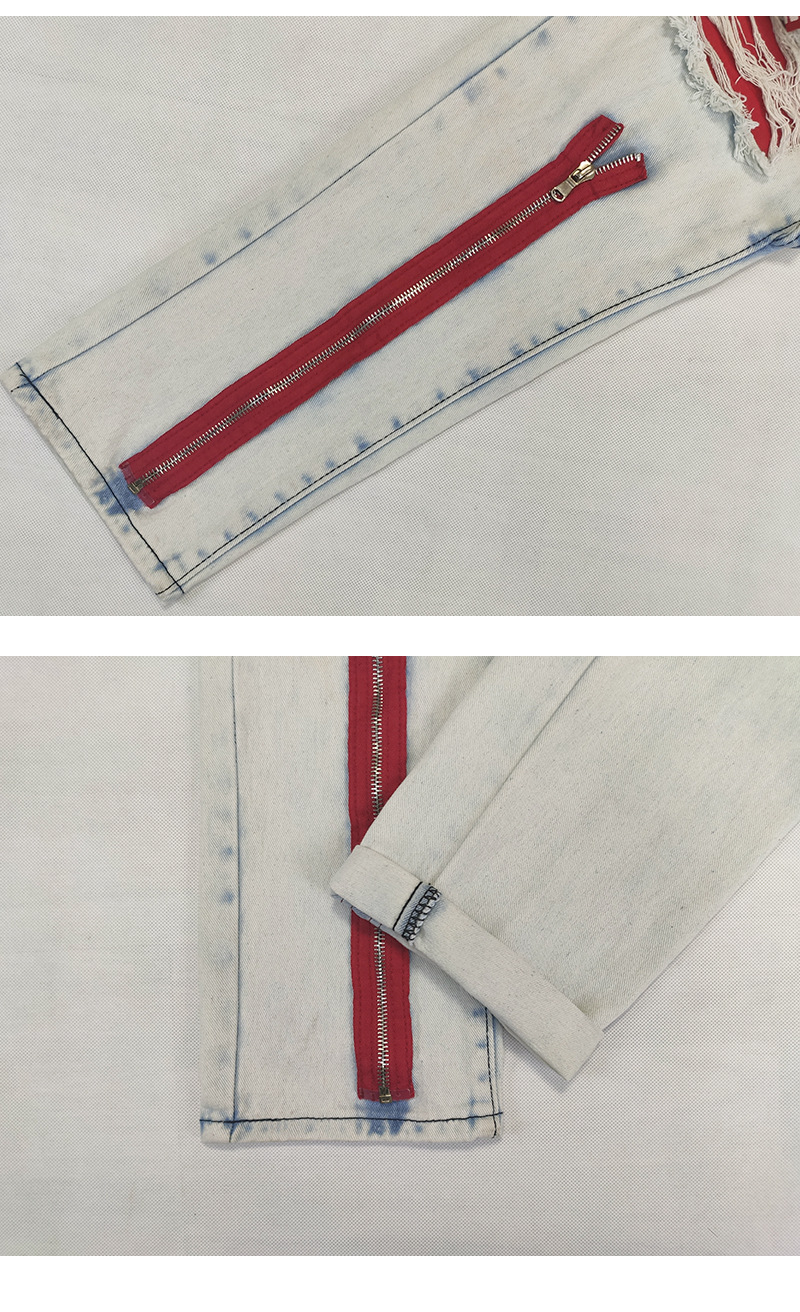 Jean avec ruban en tissu autocollant, avec pieds cassés, fermeture éclair, vêtements Slim pour hommes, à la mode, 2021_voghion.com