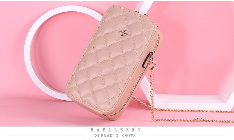 Baellerry Handytasche Damen kariert große Kapazität Kette Crossbody Damentasche modische vertikale Reißverschluss Geldbörse_voghion.com