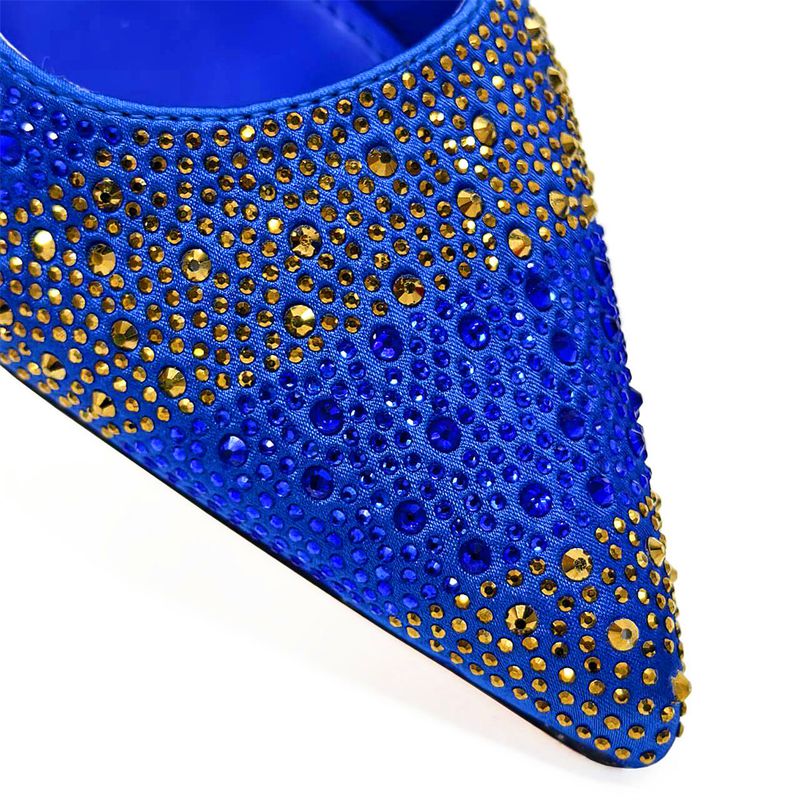 Shoe bag set combination with pointed striped rhinestones matching square handbag_voghion.com