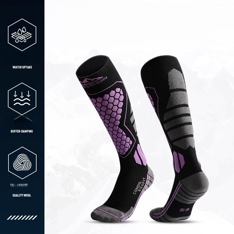 Calzini da sci invernali caldi e spessi lunghi da donna, professionali, per ciclismo, arrampicata, corsa, escursionismo, all'aperto_voghion.com