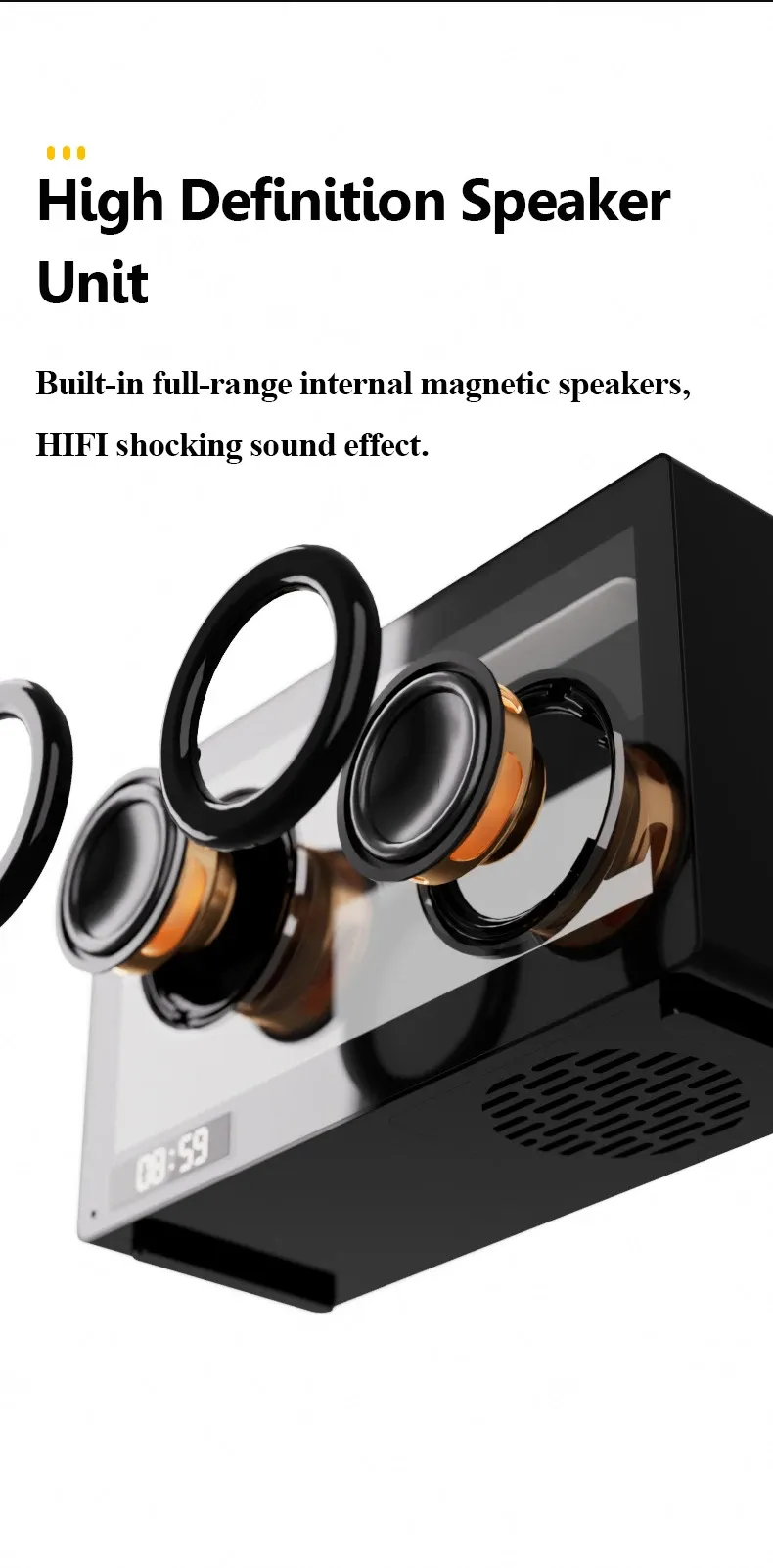 Nordic Mini Transparent Bluetooth High Quality Computer Speaker Portable Clock Wireless Music Box With LED Ambient Light_voghion.com