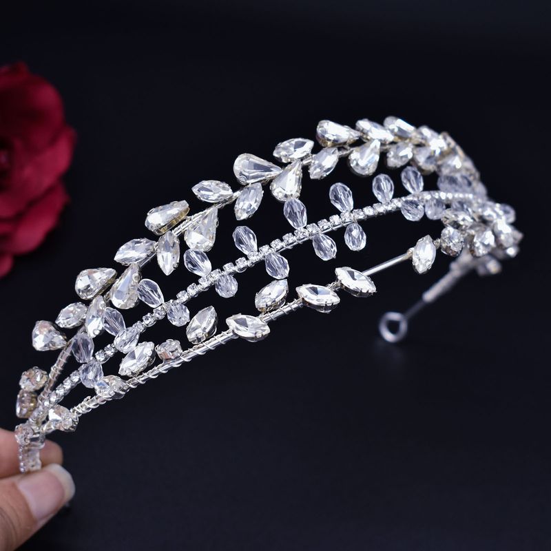 Håndlavet pandebånd Brudeslør Hårtilbehør Hårbånd Tre rækker pandebånd Form Hovedbeklædning_voghion.com