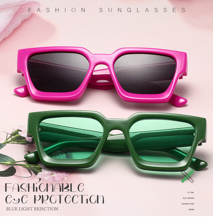 Lunettes de soleil carrées à monture épaisse – Lunettes PC surdimensionnées tendance pour hommes et femmes, tendances de la mode, très populaires_voghion.com