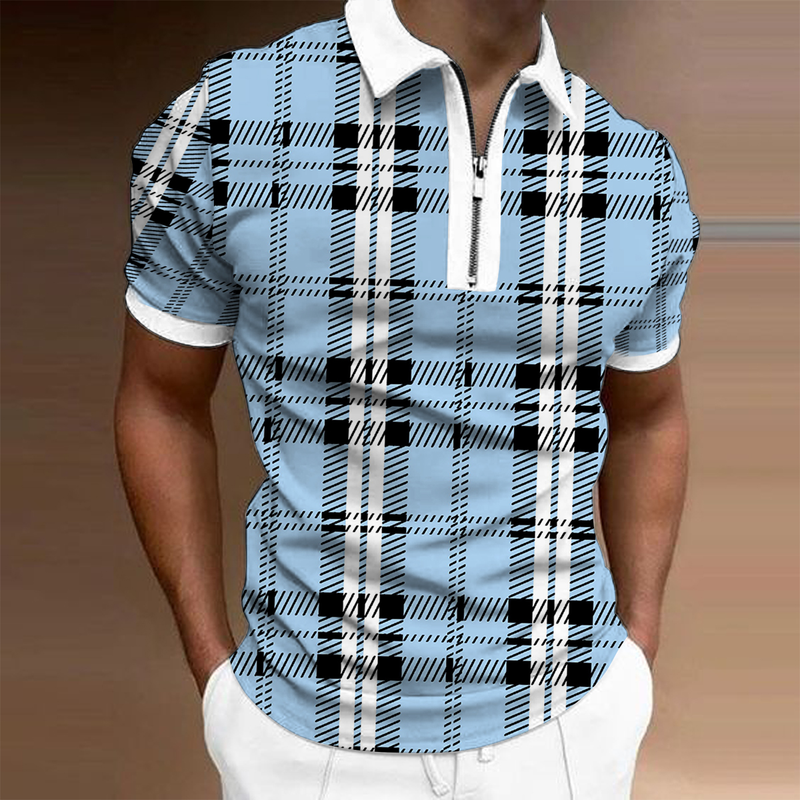 Polo da uomo estiva da golf con illusione ottica stampata in 3D street manica corta stampata abbigliamento traspirante_voghion.com