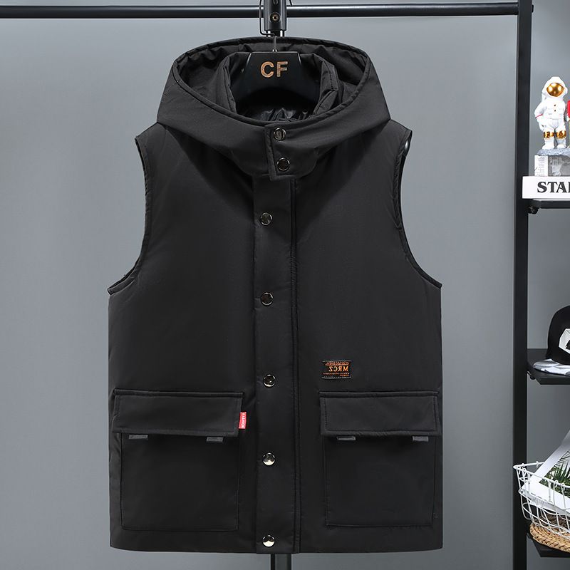 Herrenbekleidung Seidenbaumwolle Baumwollweste mit aufgedrucktem LOGO Herren Steppjacke in Übergröße Arbeitskleidung_voghion.com