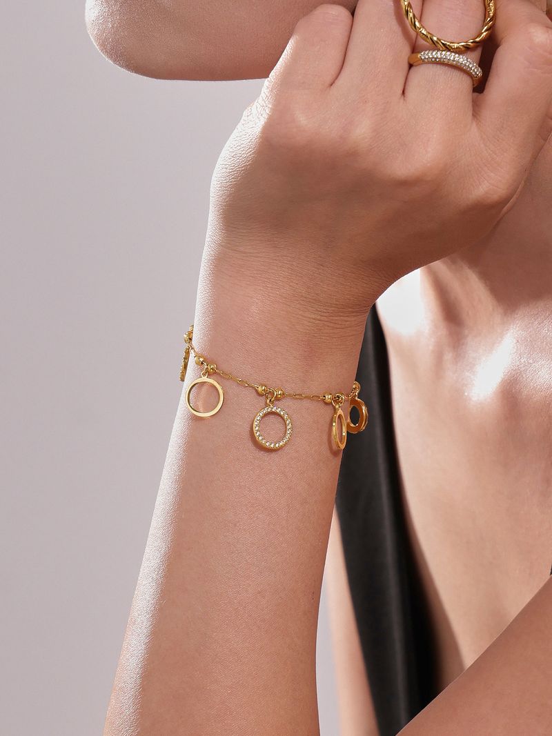 Braccialetto fai da te con accessori in acciaio inossidabile con zirconi rotondi e quadrati, gioielli versatili personalizzati con blocchi di colore_voghion.com