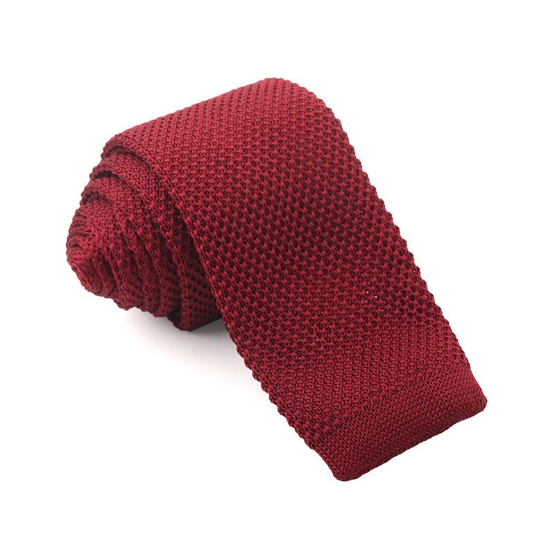 Nuovo stile coreano tinta unita 5,5 cm piatto stretto cravatta lavorata a maglia alla moda produttore disponibile all'ingrosso_voghion.com