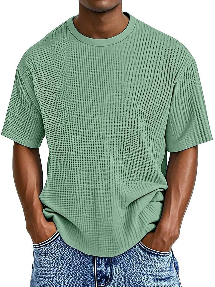 Men's Moisture-Wicking Crewneck T-Shirt - Breathable Polyester Blend Casual Tee For Everyday Wear_voghion.com