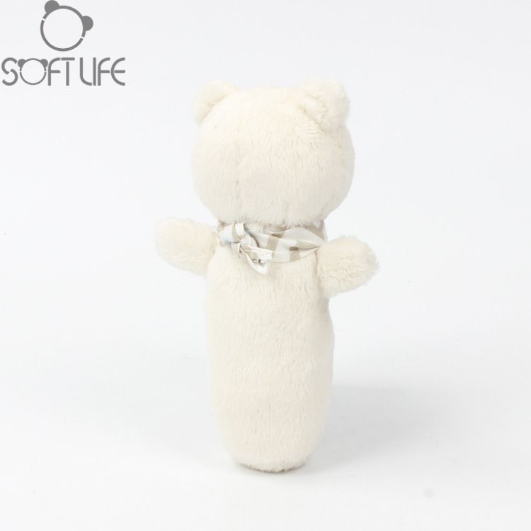 Stuffed Animals Soft Life Beige Bear Rattle Soft Short Plush Infant Grasp Training Soothing Plush Toy_voghion.com