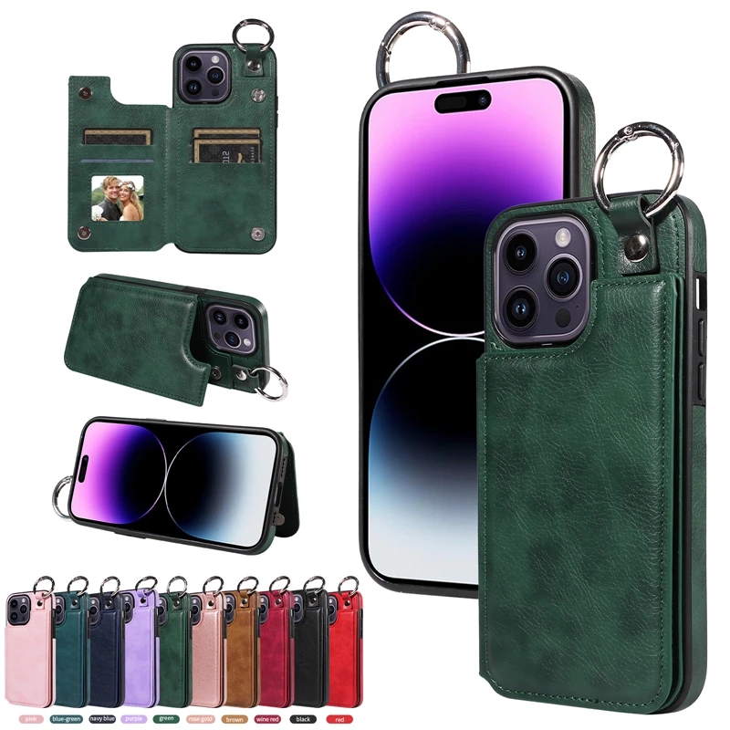 Portafoglio magnetico anti goccia anello di sollevamento custodia in pelle per iPhone 15 14 Max 13 Mini 12 Pro 11 SE 2020 X XS XR_voghion.com