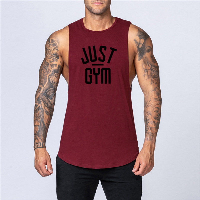 New Summer Loose Sweetheart Tank Top Men's Gym Men Letter Printing Fitness Sleeveless Tank Top Cotton_voghion.com