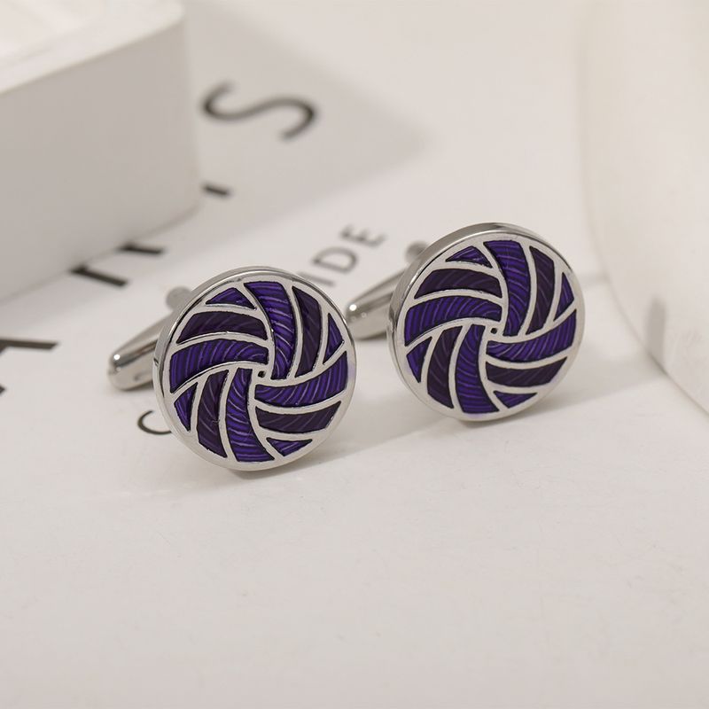 gemelli da polso rotondi alla moda da pallavolo gemelli in lega a righe bottoni da camicia francesi in metallo da uomo_voghion.com