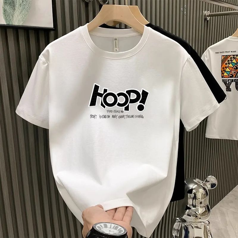 Maglietta estiva da uomo con stampa a testa piccola, a maniche corte, semplice e versatile, casual, aderente, a mezza manica_voghion.com