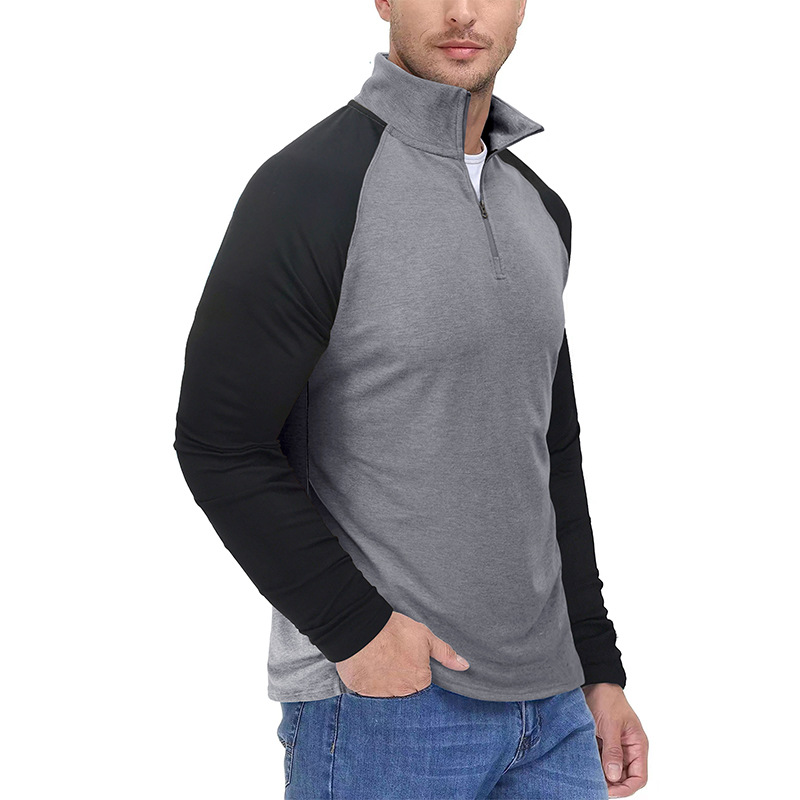 Pull ActiveGo ActiveGo à manches longues, fermeture éclair, col montant, color block, pour homme, style transfrontalier européen et américain, idéal pour le commerce extérieur_voghion.com