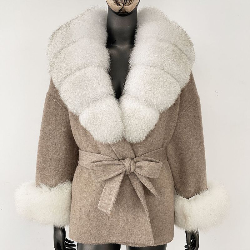 Luxuriöser doppelseitiger Wollmantel mit Fuchspelzkragen – Übergroßer Damen-Wintermantel, eleganter mittellanger Trenchcoat für Freizeit und Büro_voghion.com