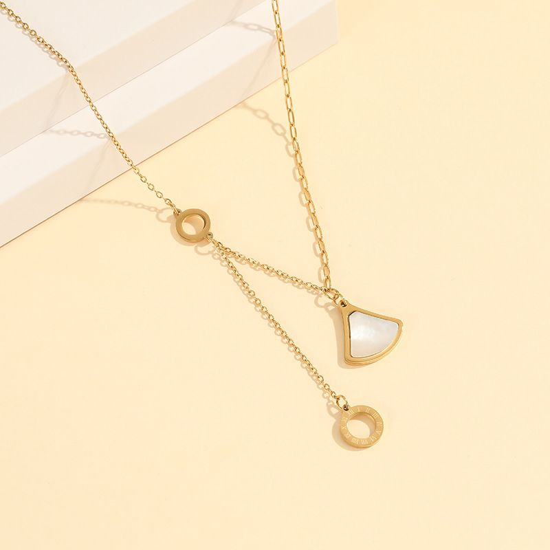 Light INS Fan-shaped Skirt Titanium Steel Necklace Small Design Collar Bone_voghion.com