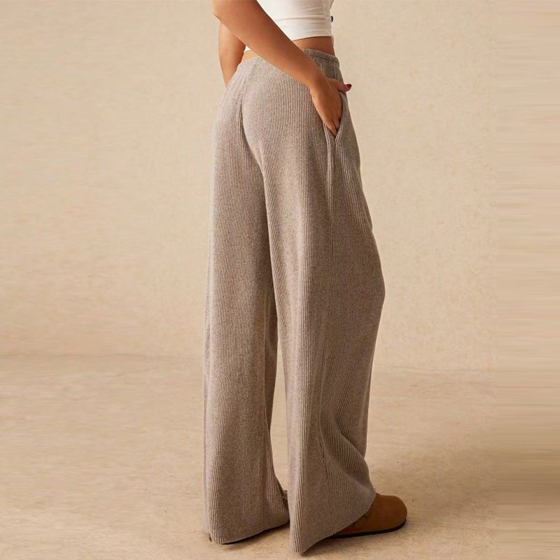 Damenhose mit hoher Taille, schlankmachender, einfarbiger, bodenlanger, weit geschnittener Hose, sonnenbeständig, atmungsaktiv, für viele Anlässe_voghion.com