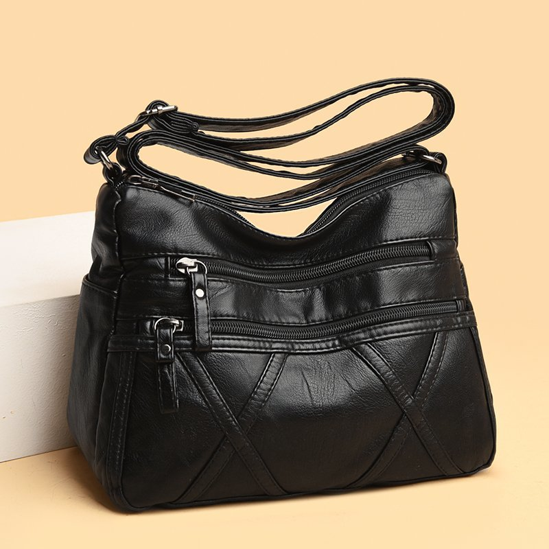 Single Shoulder Mom's 2023 Summer New Washed Soft Leather Women's Crossbody Large Capacity Middle aged and Elderly Bag_voghion.com