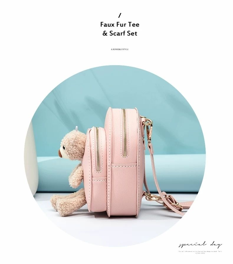 DIY Teddybär handgemachtes gewebtes weibliches selbstgemachtes Geschenk für Freundin, handgenähte Umhängetasche, Rucksack_voghion.com