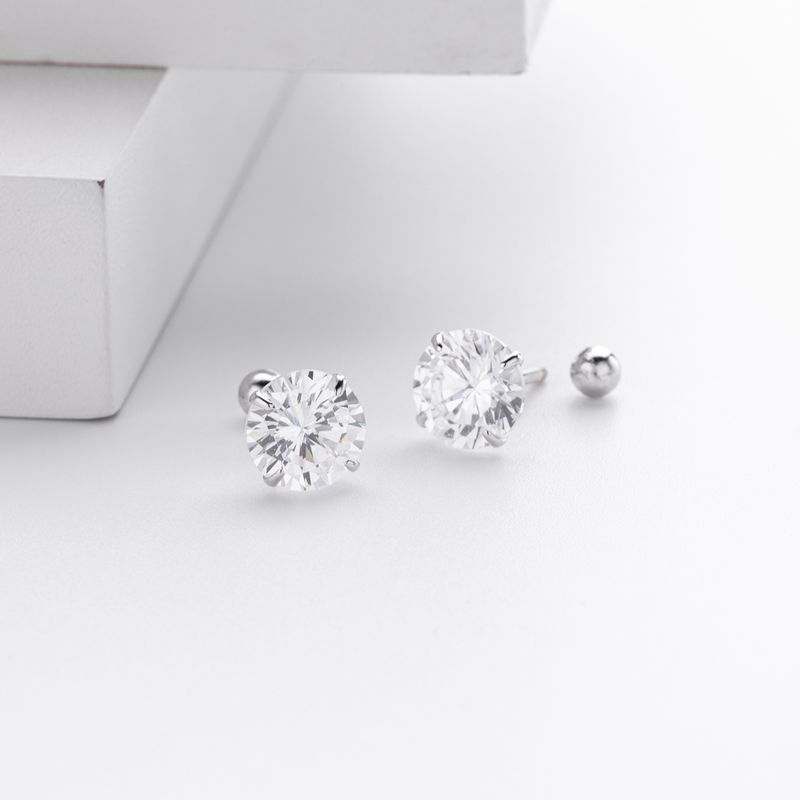 Gioielli da donna in argento sterling S925 con quattro griffe e orecchini a vite con zirconi, gioielli classici versatili, alla moda e semplici da donna_voghion.com