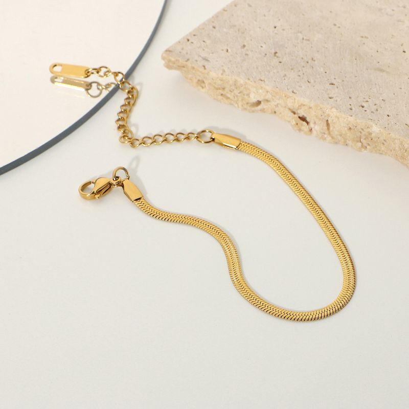 Internet Celebrity Style Metal Titanium Jewelry, Stainless Steel Golden 3mm Blade Chain, Snake Chain Br, Female_voghion.com