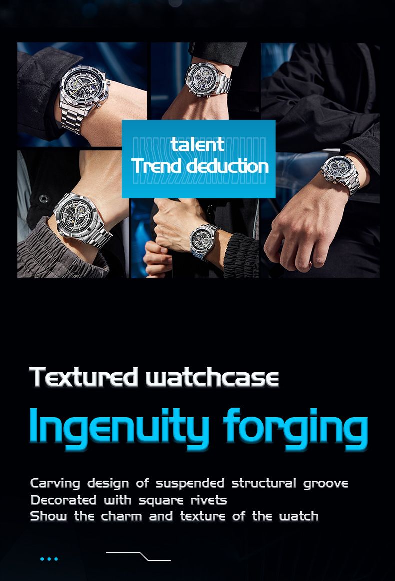 Reloj cronógrafo de negocios para hombre con manecillas luminosas, indicador de fecha y correa de acero inoxidable. Elegante caja de 42 mm y resistente al agua hasta 30 m._voghion.com