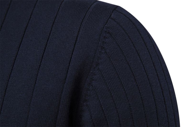 Stand-up Kraang Kotteng Casual Hallefverschluss Einfarweg Pullover héichwäerteg Männer gestrickt Pullover_voghion.com