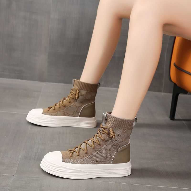 Italienische Ausverkauf Echtleder High Top Sockenschuhe Damenstiefel_voghion.com