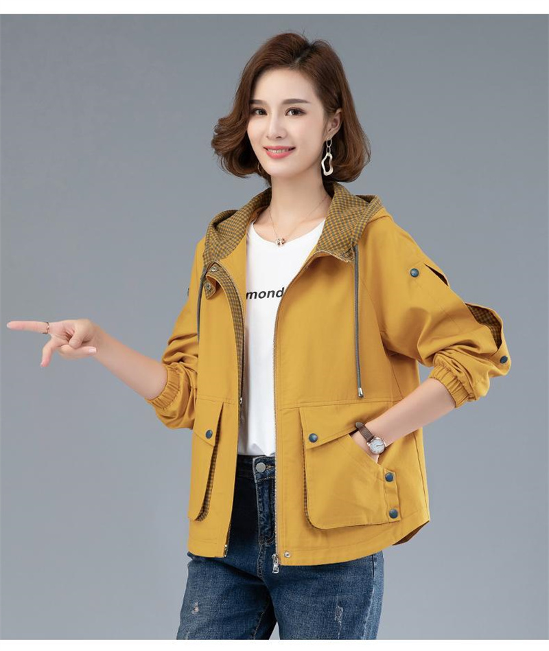 2022 NEW Spring Autumn Short jacket Middle-Aged Women Hooded Tops Loose Casual Coat Large Size Mother Outerwear_voghion.com