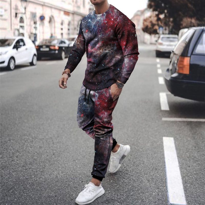 Autumn/Winter New Men's Light Run Casual Printed Hoodie Set_voghion.com