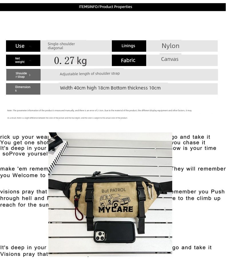 Multifunctional Canvas Outdoor Waterproof Parka Chest Bag_voghion.com