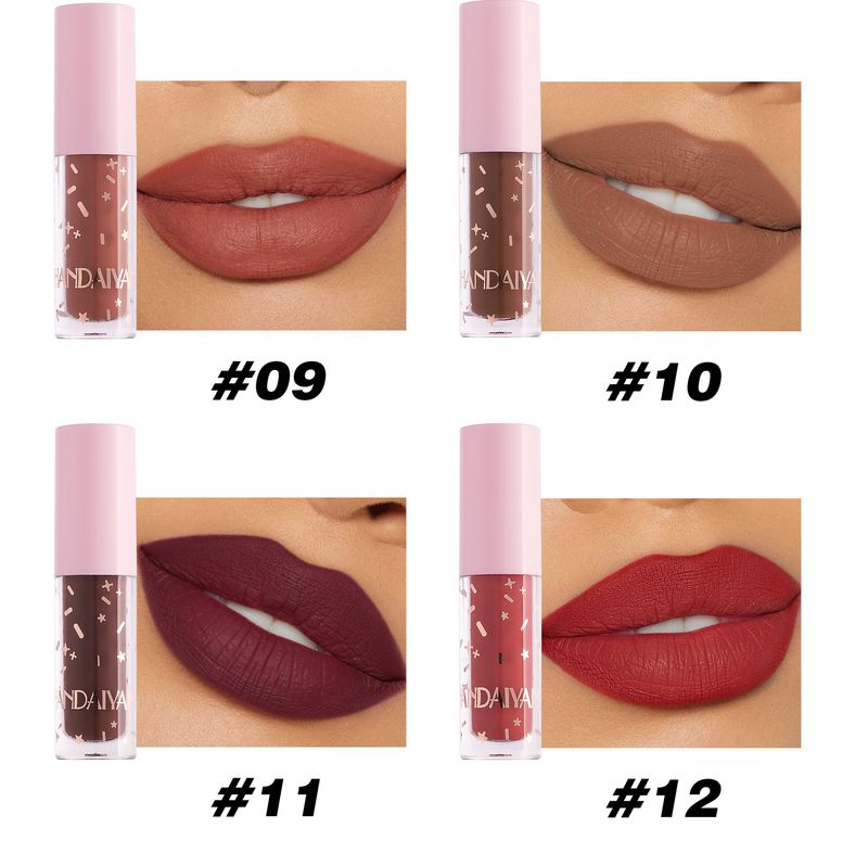 lip glaze suit matte 12-color waterproof non-stick cup non-fading handaiyan lipstick lip gloss makeup_voghion.com