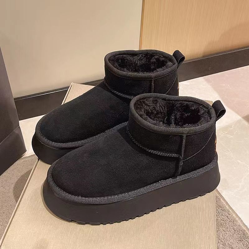Thick Soled Anti Ski Snow Boots For Women New Warm Bread Shoes One Step Slip On Plus Velvet And Thick Cotton Shoes_voghion.com