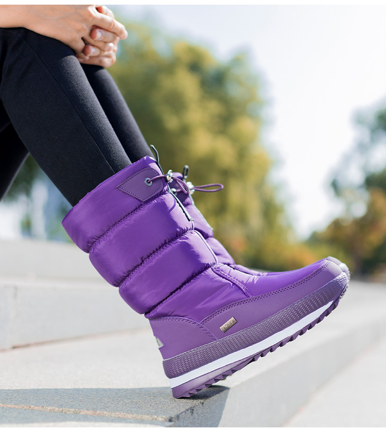Stivali da neve invernali in peluche con maniche calde stivali casual spessi antiscivolo grandi scarpe da donna in cotone_voghion.com