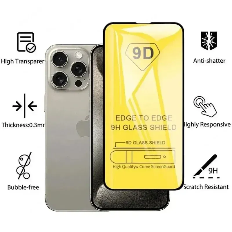 5Pcs 9D Protective 14 11 12 13 15 16 Pro Max Mini 7 Plus Screen Protector For IPhone XS MAX X XR Tempered Glass_voghion.com