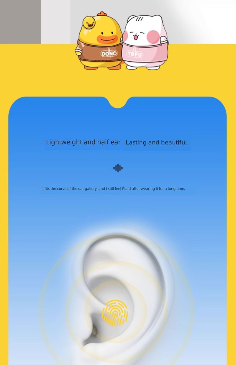 Original Cute Bluetooth Headset Call Noise Reduction Mini Binge-watching Game Low Latency Girl Student Semi-in-Ear_voghion.com