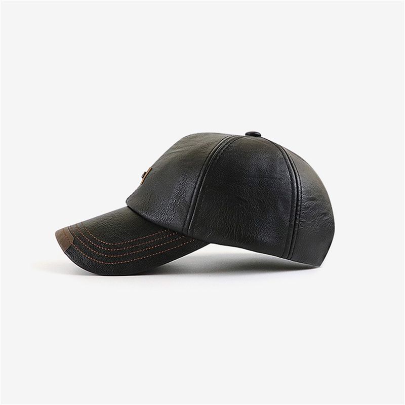 Casquette de baseball en cuir Veet pour homme, chapeau décontracté à la mode, automne et hiver, nouvelle collection_voghion.com