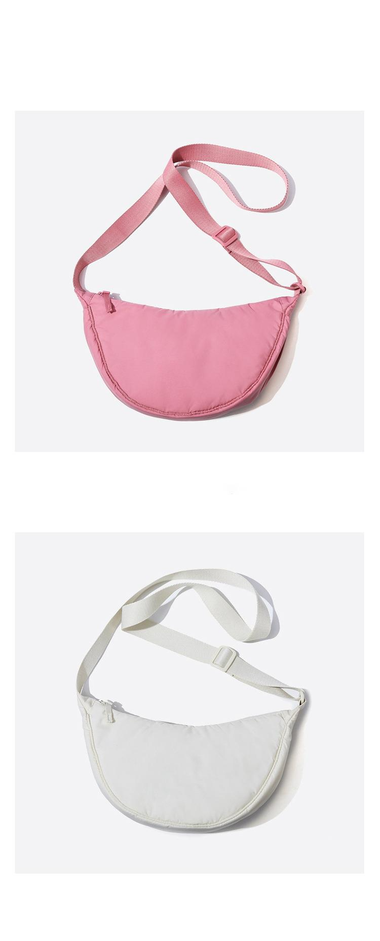 Borsa a tracolla portatile semplice da donna in nylon imbottito in tinta unita, borsa da viaggio_voghion.com