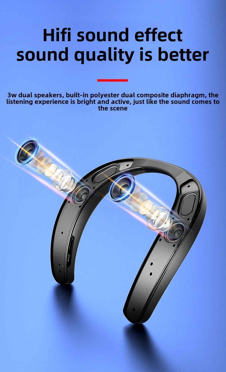 Neck wear portable Bluetooth speaker -TFcard support, 2 hours charging, 10 hours battery life, light and comfortable, suitable for sports/games/calls_voghion.com