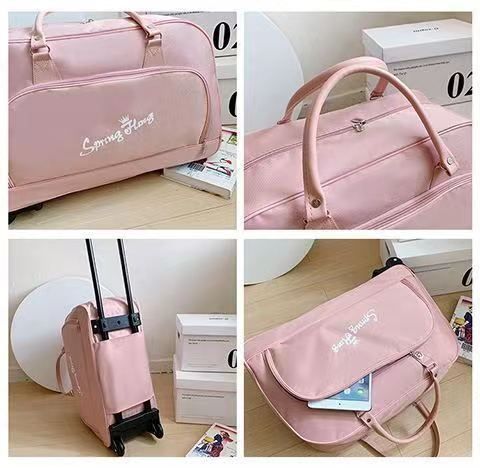 Sac de rangement pliable de grande capacité avec roulettes, sac souple et portable pour voyage, pour hommes et femmes_voghion.com