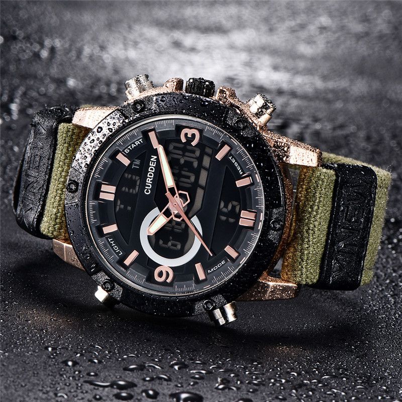 Men's Sport Watch With Analog-Digital Display, GMT Function, Date & Week Indicator, Luminous Hands, PU Leather Strap, Alloy Case_voghion.com