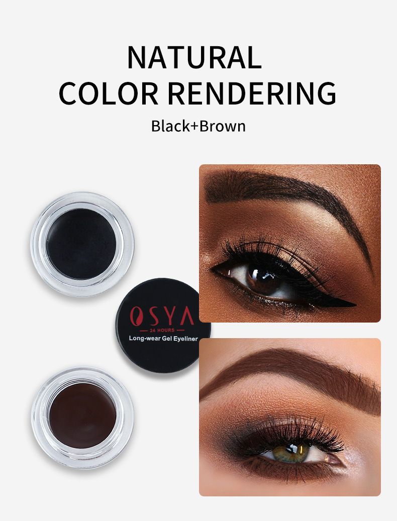 Smooth Eyeliner Ointment Brush Set, Waterproof, Durable, Non Smudging, Black Brown_voghion.com