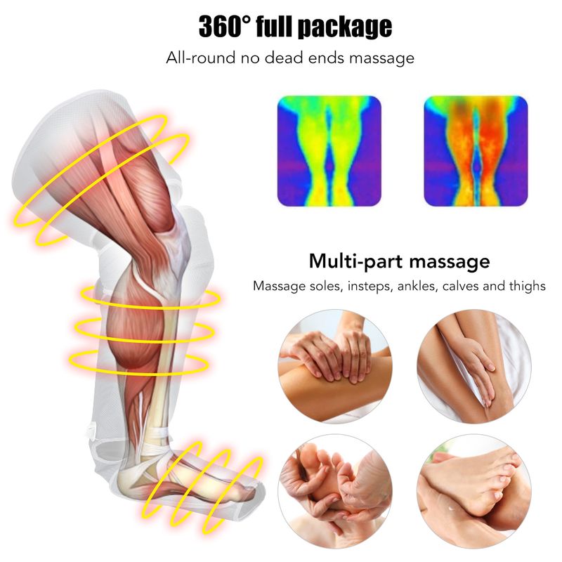 360° Been Loftdrockmassagegerät Fërdert d'Blutzirkulatioun Fousswaadmassage Shiatsu Entspanung Linderung vun der Middegkeet Lymphknäppchen_voghion.com