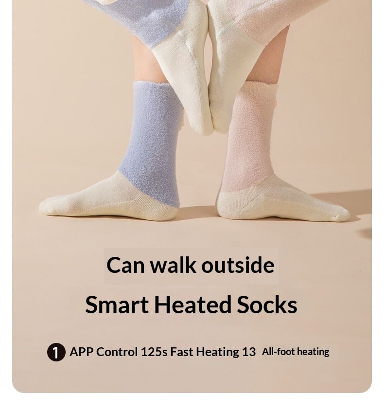 Pure Warm Shoes Cute Travel Bed Sleeping Electric Heating Winter Gift Smart Foot Socks_voghion.com