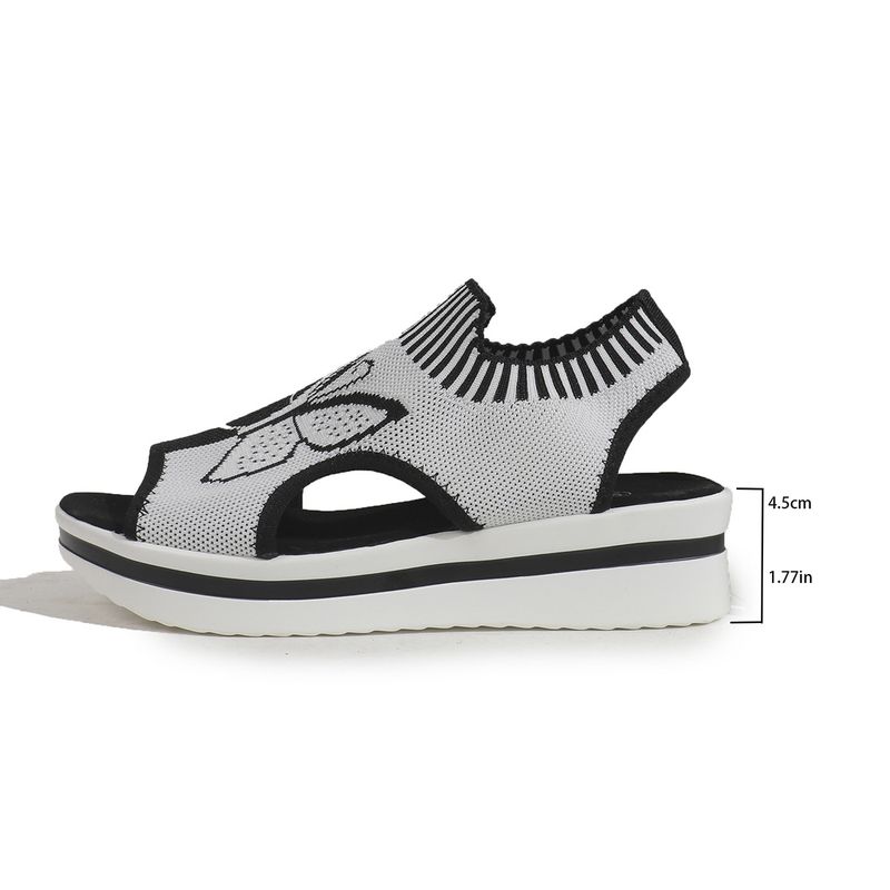 Sandales plates décontractées pour femmes, nouvelles sandales respirantes à une pédale, style papillon à blocs de couleurs, bouche de poisson, 2025_voghion.com