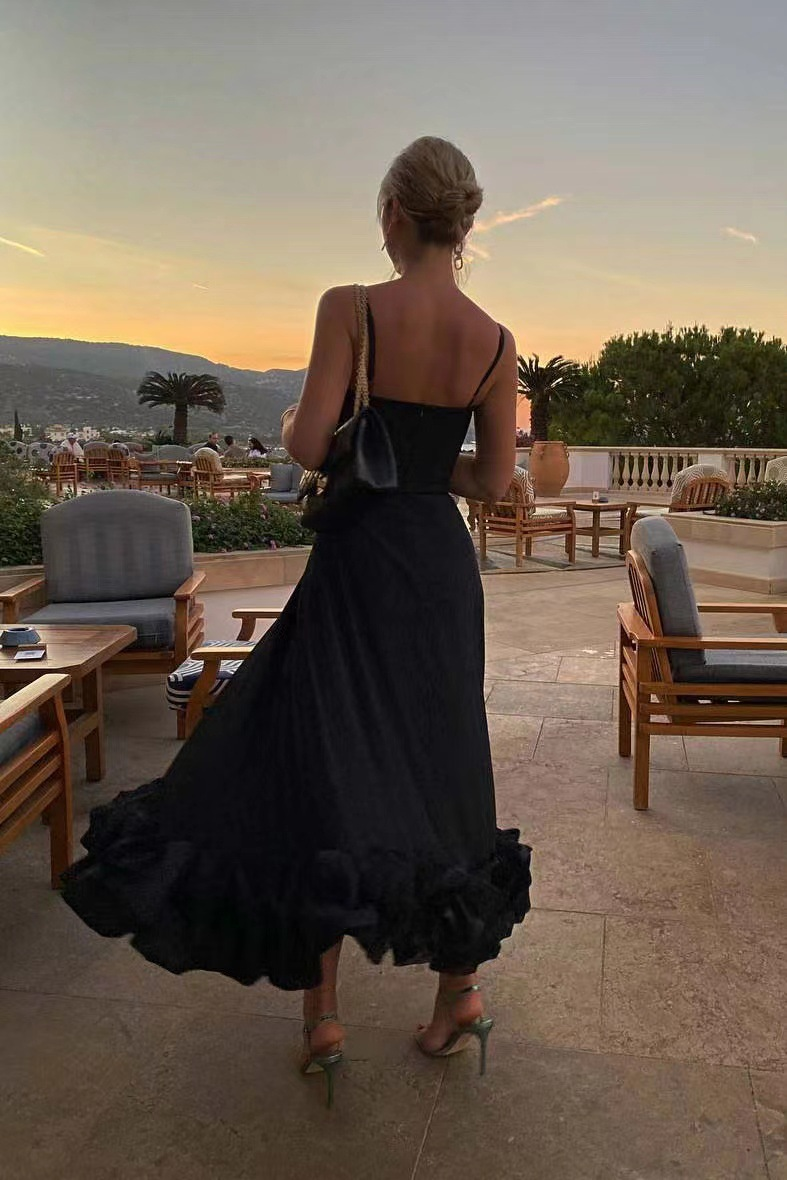 Women's 2023 Cross-border Women's Suspenders A-line Flower Big Skirt Evening Dress Popular In Europe And America HY006_voghion.com