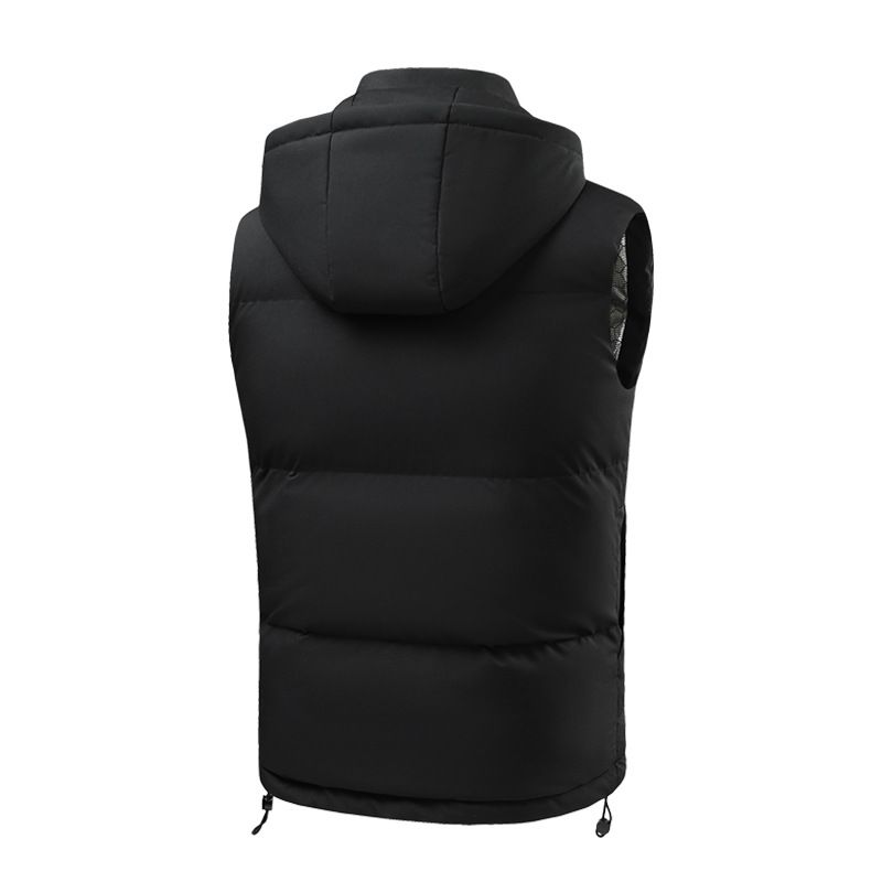 Chaleco ligero con capucha desmontable para hombre: acolchado de poliéster con infusión de grafeno, cierre de cremallera y bolsillos multiusos (corte entallado)._voghion.com